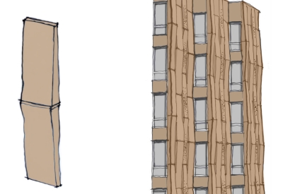 Facade sketch for Tahanan Supportive Housing in San Francisco.