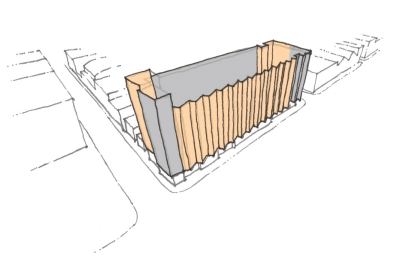 Sketch of materials for Tahanan Supportive Housing in San Francisco.