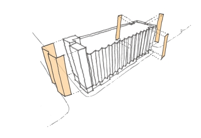 Sketch of screens for Tahanan Supportive Housing in San Francisco.