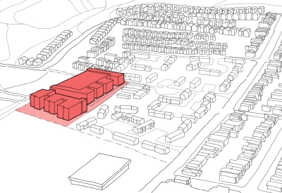 Diagram of planned Phase 1 Housing for Midway Village Framework Plan in Daly City, Ca.