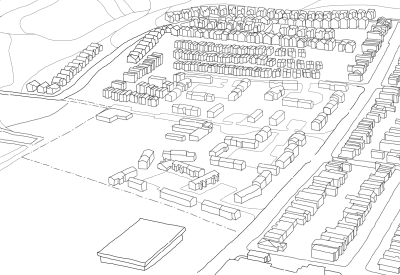 Diagram of existing site for Midway Village Framework Plan in Daly City, Ca.