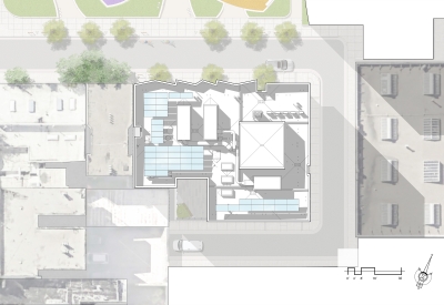 Roof site plan for Jazzie Collins, affordable supportive housing in San Francisco.