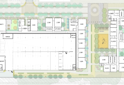 Ground level site plan for Midway Village Phase 1 in Daly City, Ca.