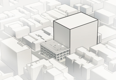 Massing diagram for 1101 Sutter in San Francisco.