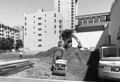 Construction site of 222 Taylor Street, affordable housing in San Francisco.