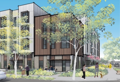 Exterior rendering of La Avenida in Mountain View, California.