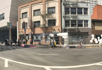 View of the Wishing Cloud net enclosure from across the street.