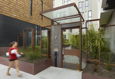 Exterior view of gate at 300 Ivy in San Francisco, CA.