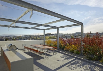 Exterior view of rooftop at 300 Ivy in San Francisco, CA.