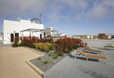 Exterior view of rooftop at 300 Ivy in San Francisco, CA.
