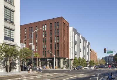 Exterior corner view of 855 Brannan in San Francisco.