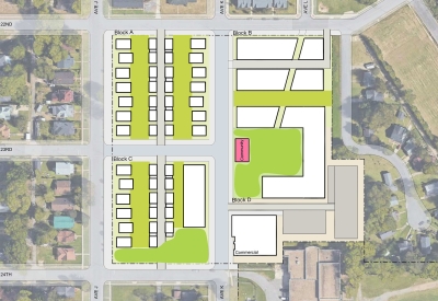 Site plan for Ensley Mixed-Use Neighborhood in Birmingham, Alabama.