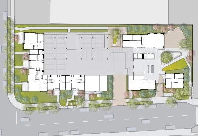Ground level site plan for 1100 La Avenida in Mountain View, California.
