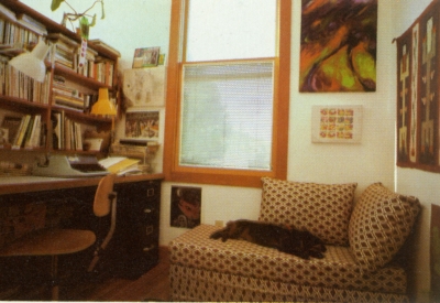 Small office area inside Spaghetti House in Berkeley, California.