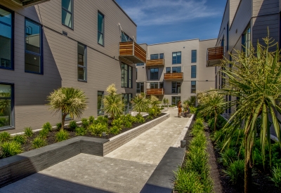 Residential greenway at Mason on Mariposa in San Francisco.