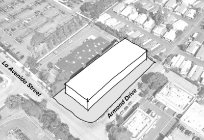 Massing diagram for 1100 La Avenida in Mountain View, California.