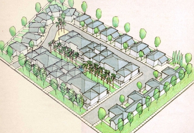 3D site map for Meadow Court in San Mateo, California.
