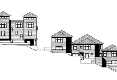 Hillside elevation sketch for Parkview Commons in San Francisco.