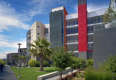 Exterior view of the public greenway and bike trail at 888 Seventh Street in San Francisco.