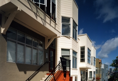 Residential stoops at 18th & Arkansas/g2 Lofts in San Francisco.