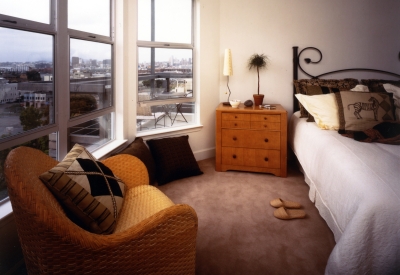 Bedroom inside a unit at 18th & Arkansas/g2 Lofts in San Francisco.