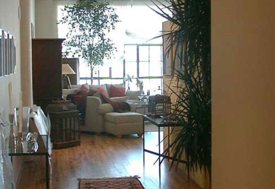 Interior view of the a unit entry hallway at Marquee Lofts in San Francisco.