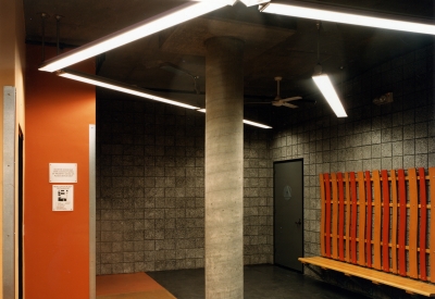 Interior of the lobby entrance at Manville Hall in Berkeley, California.