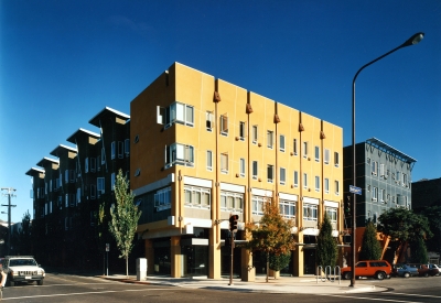 Exterior corner view of Manville Hall in Berkeley, California.