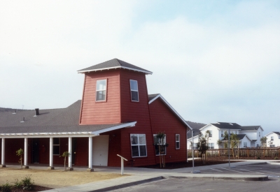 Exterior view of the community building atMoonridge Village in Santa Cruz, California.