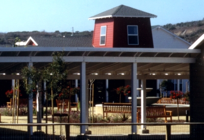 Courtyard at Moonridge Village in Santa Cruz, California.