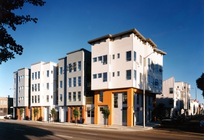 Exterior street corner view of Columbia Park in San Francisco. 