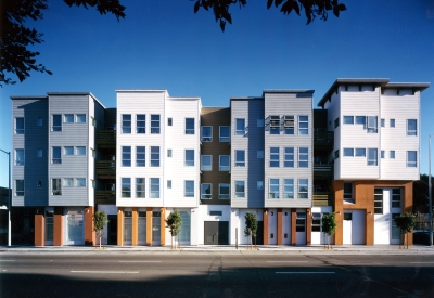 Exterior street view of the elevation at Columbia Park in San Francisco. 