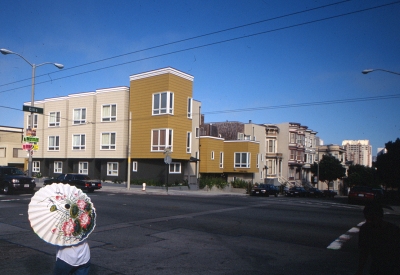 Exterior street view of Bell Mews in San Francisco. 