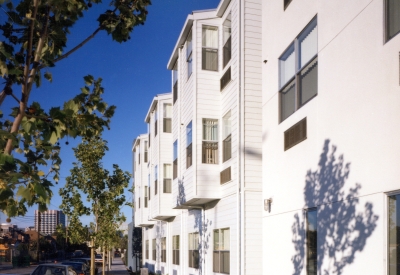 Sidewalk view of Pensione Esperanza in San Jose, California.