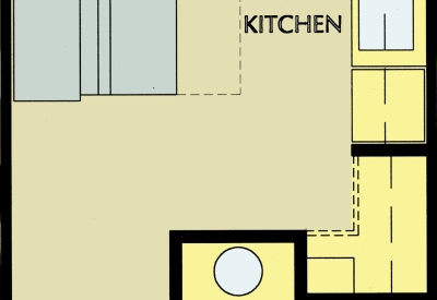 Studio unit plan for Pensione Esperanza in San Jose, California.