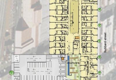 Ground level site plan for 1500 Park Avenue Lofts in Emeryville, California.