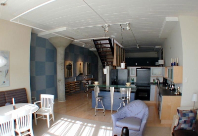 Interior view of a unit kitchen at 1500 Park Avenue Lofts in Emeryville, California.