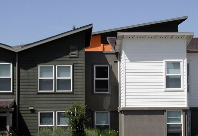 Exterior elevation at Stoney Pine Villa in Sunnyvale, California.