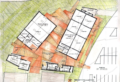 Aerial sketch of the site plan for UCMBEST in Marina, California.