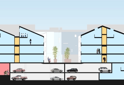 Section rendering of elevation for SOMA Residences in San Francisco.