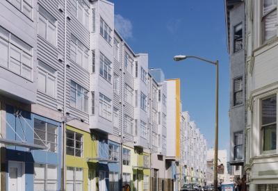 Exterior view of live/work units at SOMA Residences in San Francisco.