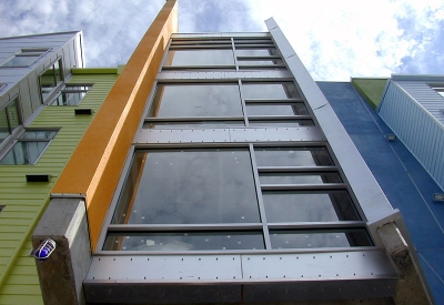 Detail of exterior at SOMA Residences in San Francisco.