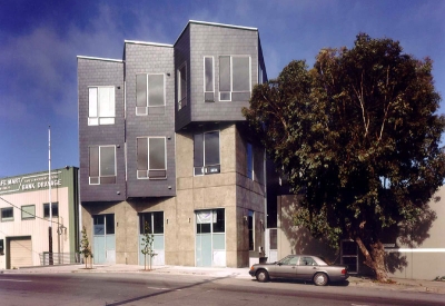 Exterior street view of Indiana Industrial Lofts in San Francisco.