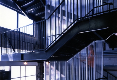 Metal stairs inside of Frogdesign Studio in San Francisco. 