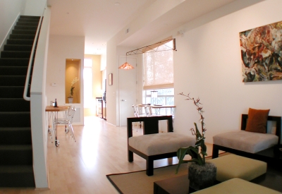 Livingroom inside a unit at Iron Horse Lofts in Walnut Creek, California.