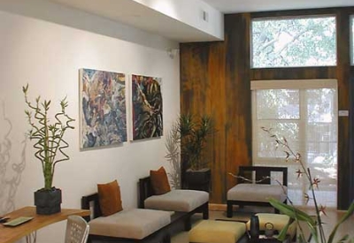 Living room inside a unit at Iron Horse Lofts in Walnut Creek, California.