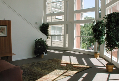 Common area at Coggins Square in Walnut Creek, California.