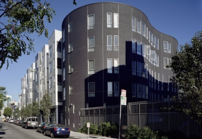 Exterior of the "ear" shaped building at 8th & Howard/SOMA Studios in San Francisco, Ca.