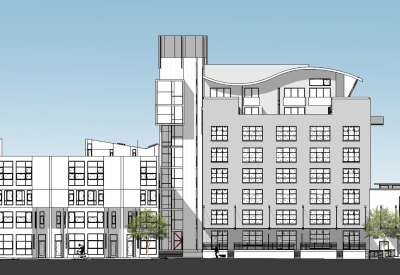 Exterior rendering of the elevation for Capitol Lofts.