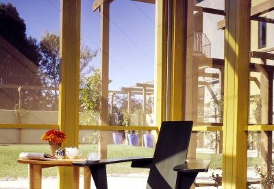 Screen porch at Hotel Healdsburg in Healdsburg, Ca.